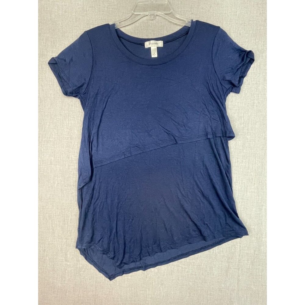Dressbarn Women's Blue Short Sleeve Round Neck Casual Blouse Tops Small USED